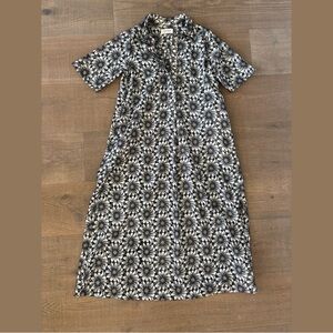 psophia sheer floral print collared half button down midi dress